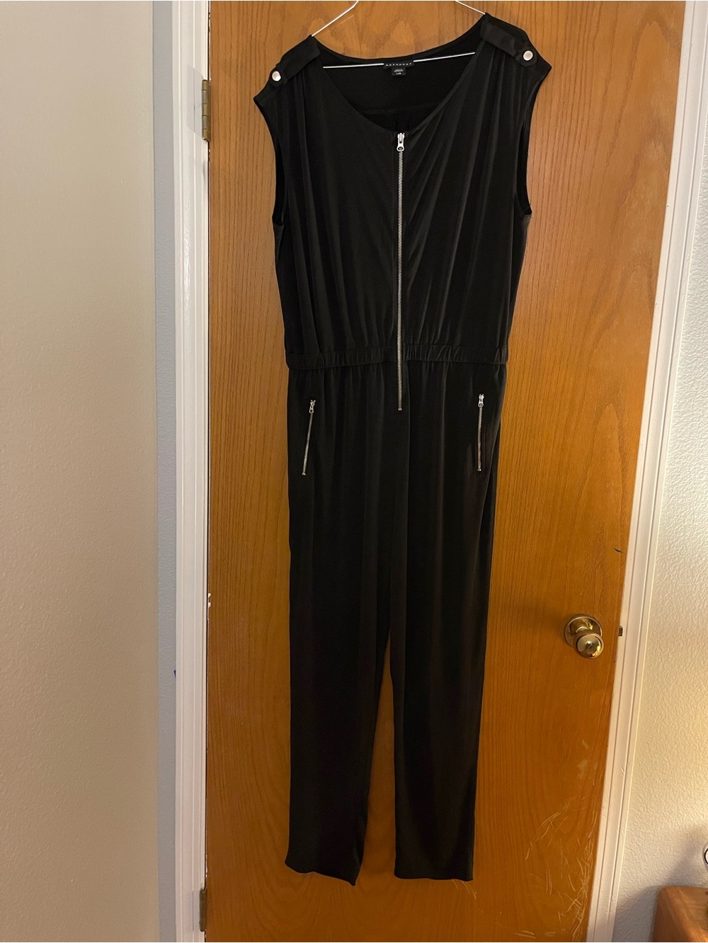 Metaphor Black Sleeveless Zip-Front Jumpsuit with Zipper Pockets